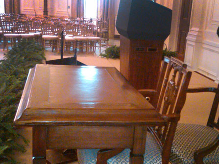 desk where health reform was signed into law
