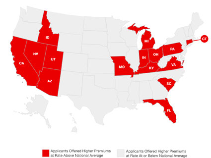 health insurance premiums map