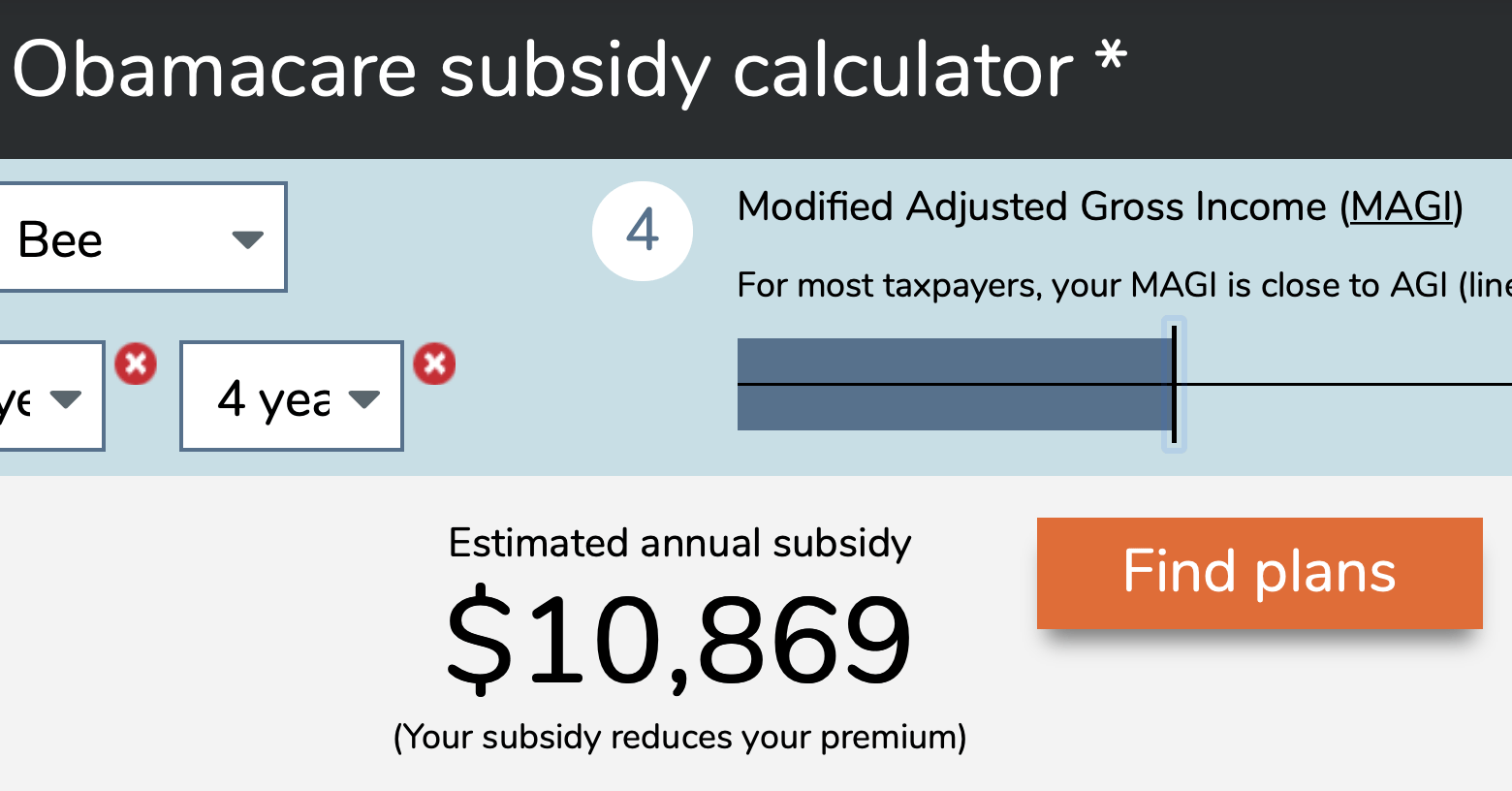 2021 Obamacare subsidy calculator