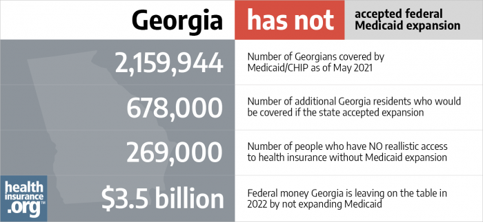 Georgia has not accepted federal Medicaid expansion