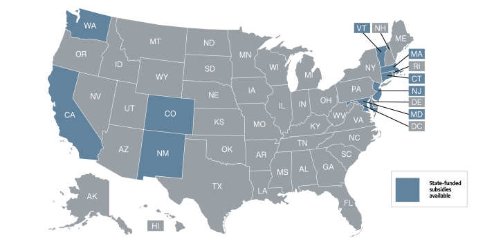 Which states offer their own health insurance subsidies?