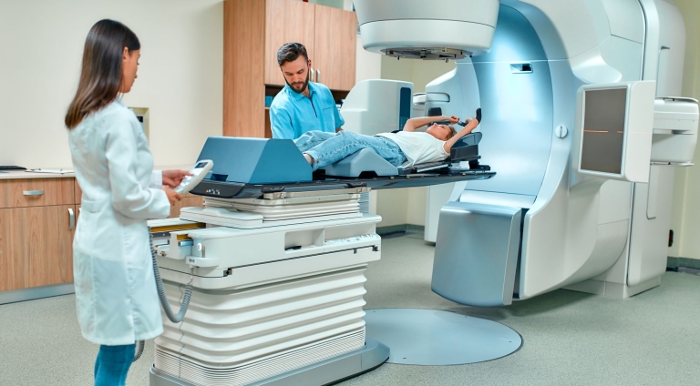 cancer patient receiving radiation therapy