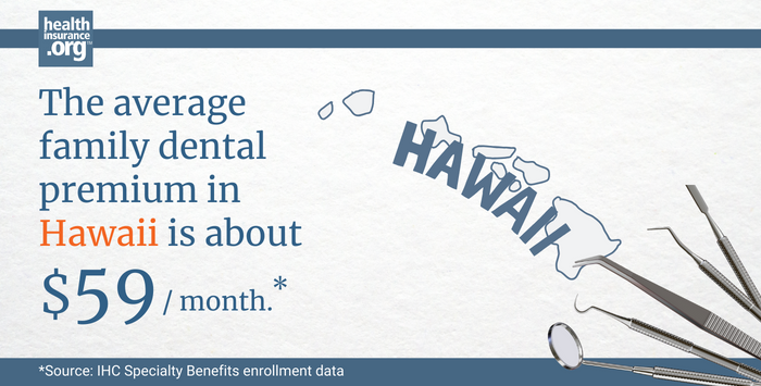 The average family dental premium in Hawaii is about $59/month.