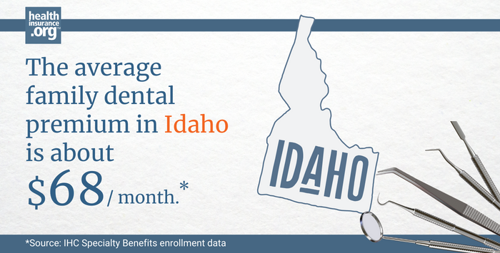 The average family dental premium in Idaho is about $68/month.
