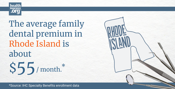 The average family dental premium in Rhode Island is about 55/month.