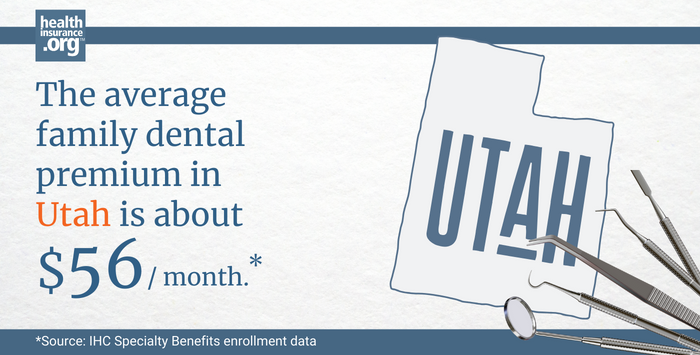 The average family dental premium in Utah is about 56/month.