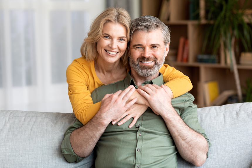 smiling middle aged couple