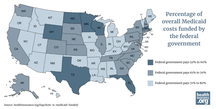 Percentage of overall Medicaid costs covered by the federal government