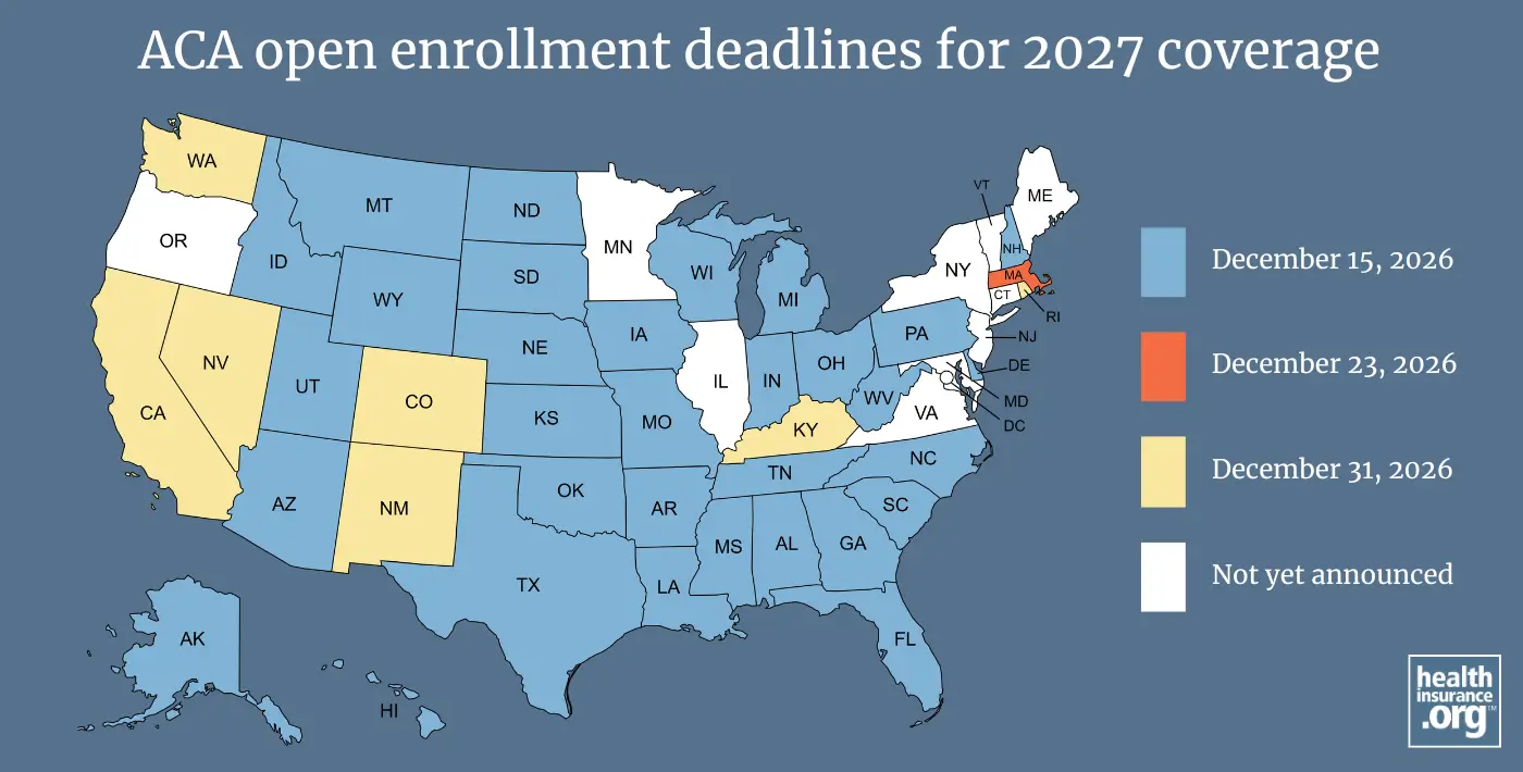 ACA open enrollment deadlines for 2027 coverage