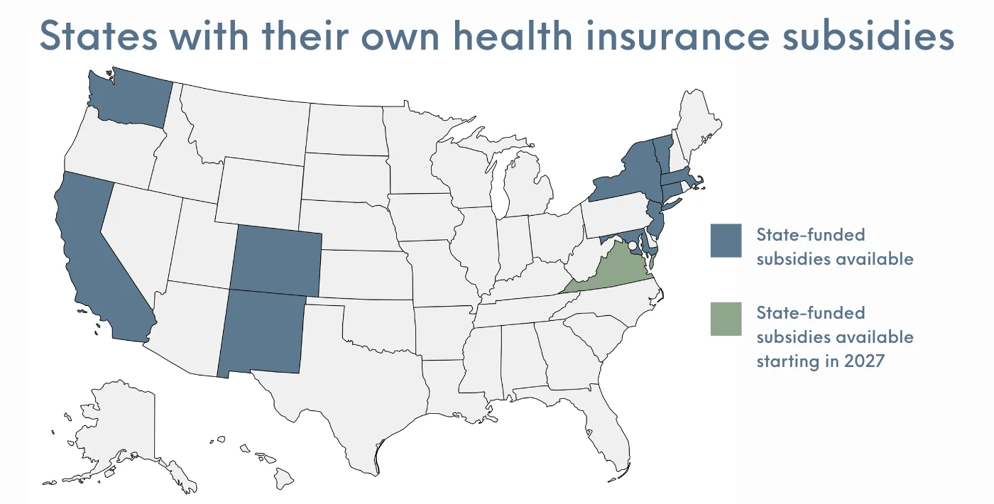 map of states offering their own subsidies