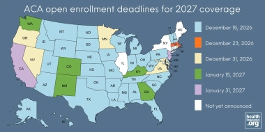 What are the deadlines for the ACA’s open enrollment period?