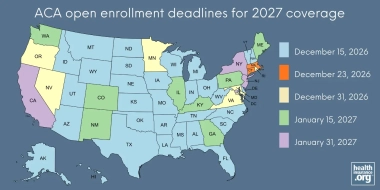 What are the deadlines for the ACA’s open enrollment period?