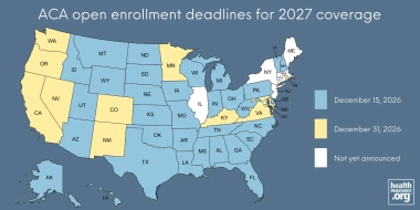 What are the deadlines for the ACA’s open enrollment period?