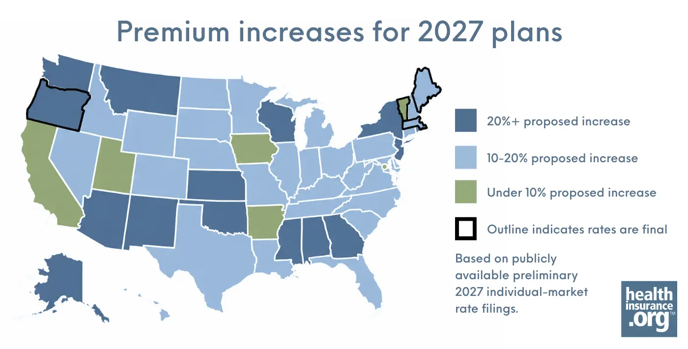 Health insurance premium increases for 2027: Proposed rates by state and what consumers should know